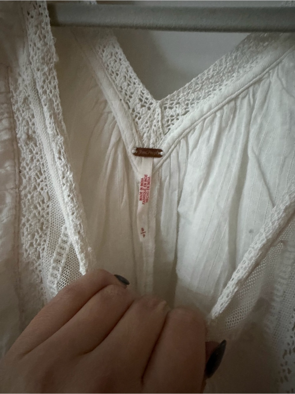Free People Cream Lace-Trim Ruffled Tunic - Picture 3 of 4